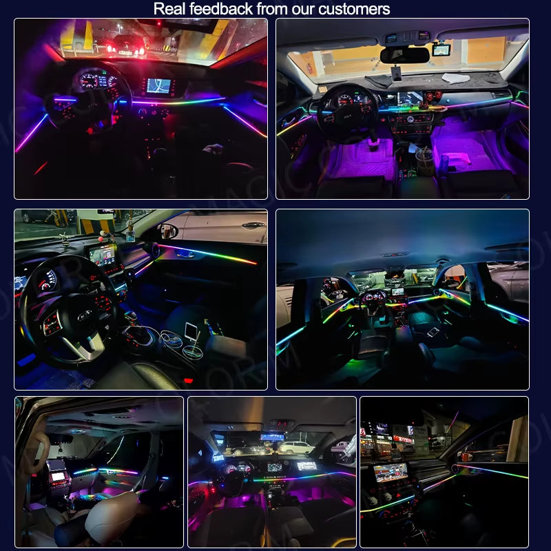 18 in 1 Car Ambient Light 64 Color Acrylic Strips 110Cm 90Cm 75Cm 35Cm 20Cm Full Colors RGB Car Interior Bluetooth App Control