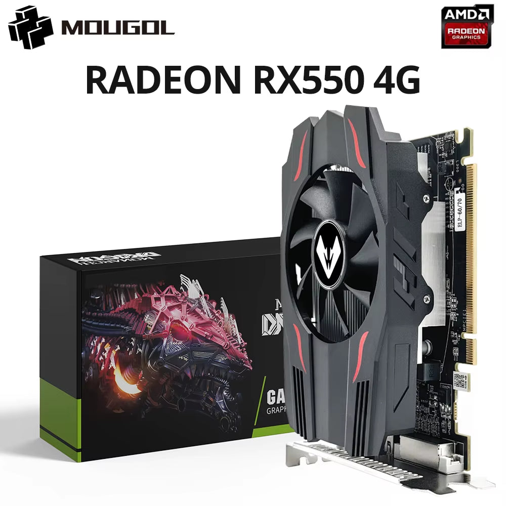 Original AMD GPU Radeon RX 550 4G Graphics Card GDDR5 14Nm DP DVI 128Bit Gaming Video GPU Card for Desktop Computer Combo