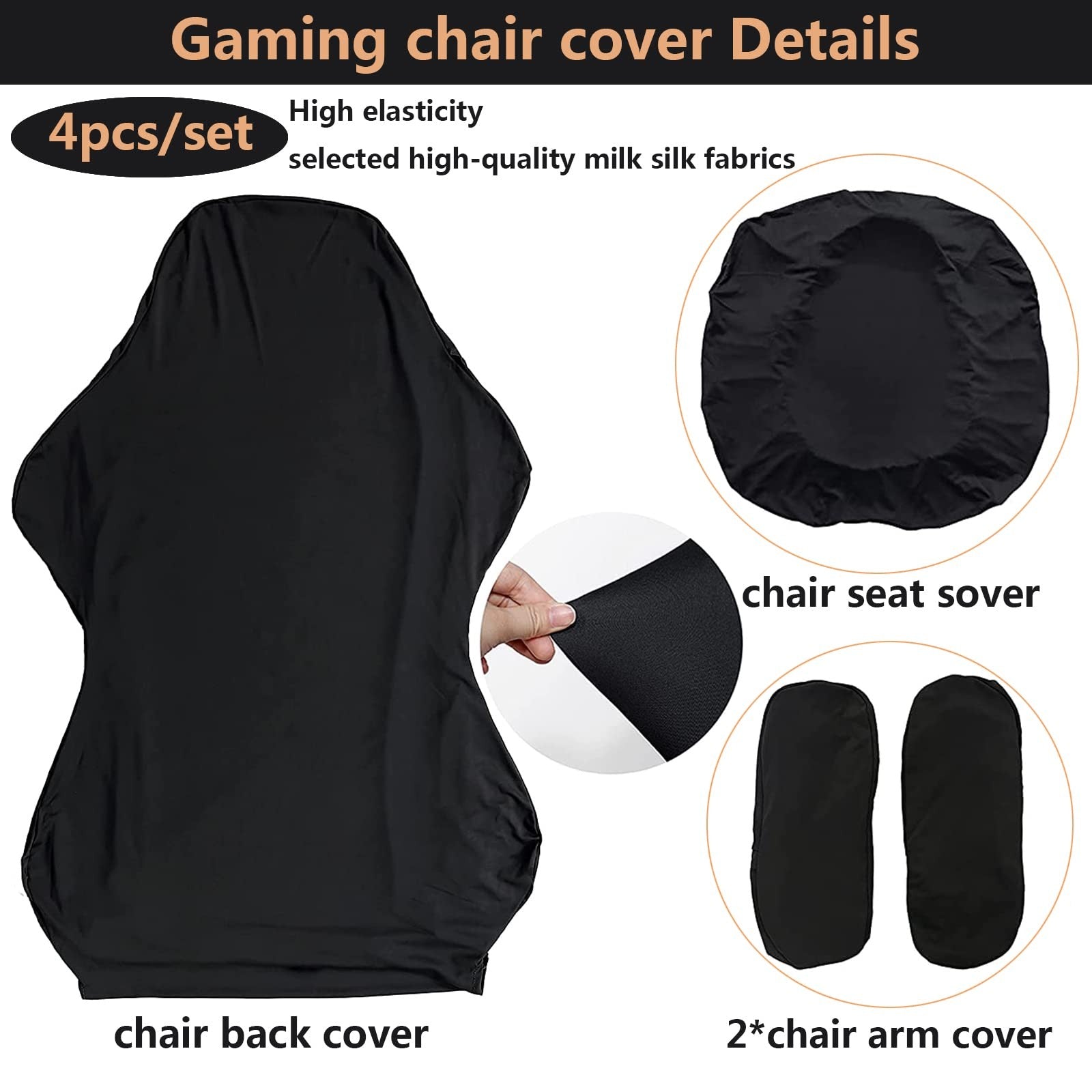 Gaming Chair Cover-Gaming Chair Seat Cover 4Pc/Set Gaming Chair Covers