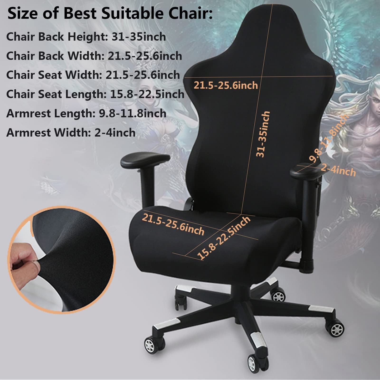 Gaming Chair Cover-Gaming Chair Seat Cover 4Pc/Set Gaming Chair Covers