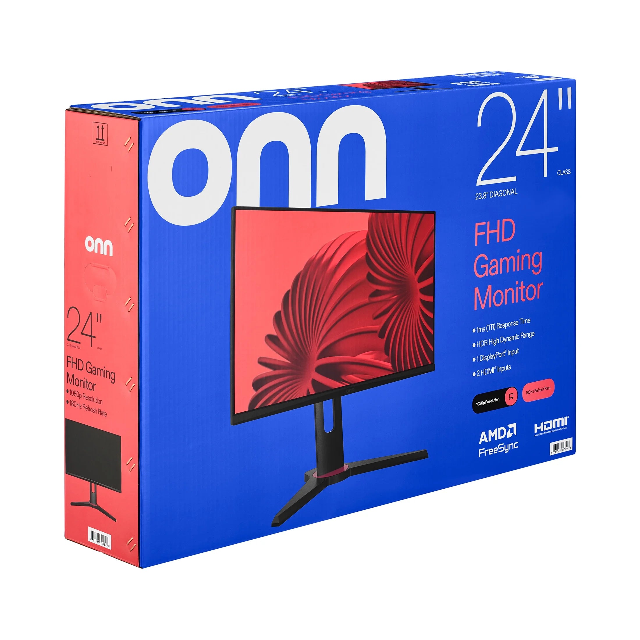 24" FHD (1920 X 1080P) 180Hz 1Ms Freesync Gaming Monitor with HDMI and DP Cables, Black