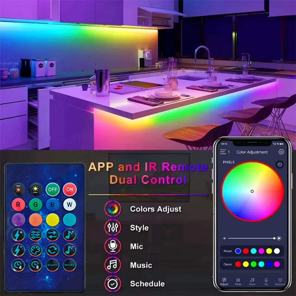 Neon LED Strip Lights 5M/16.4Ft Flexible Neon LED Lights Work with Alexa Google Assistant WIFI RGBIC LED Strip for Home