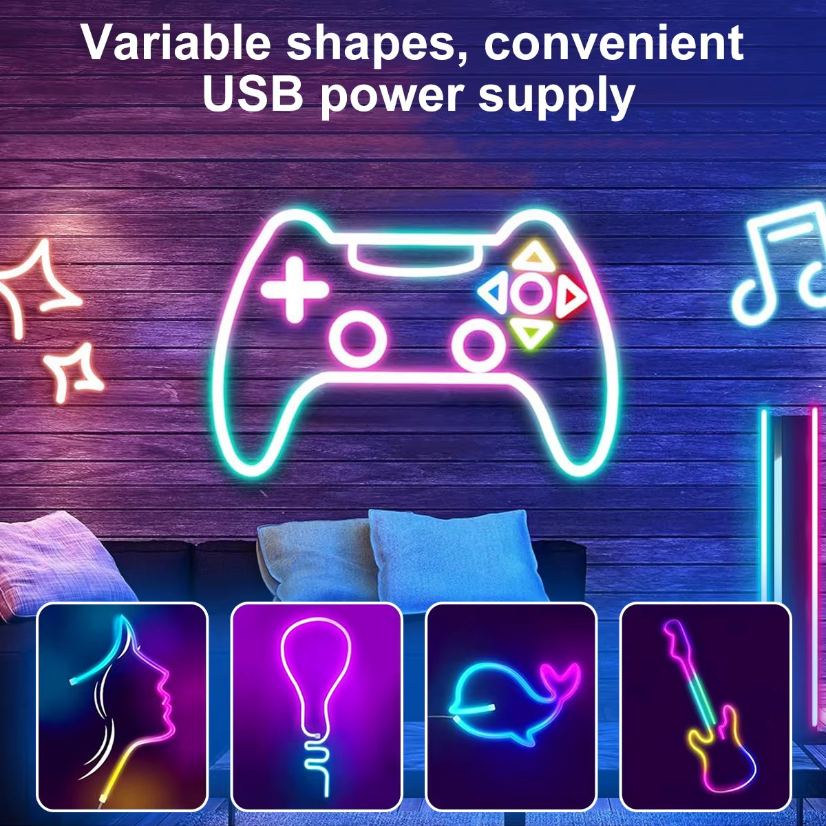 5V LED Strip Lights Bluetooth RGBIC Neon Strip Remote Control with Music Sync DIY Bedroom Home Decoration Changing Ambient Light