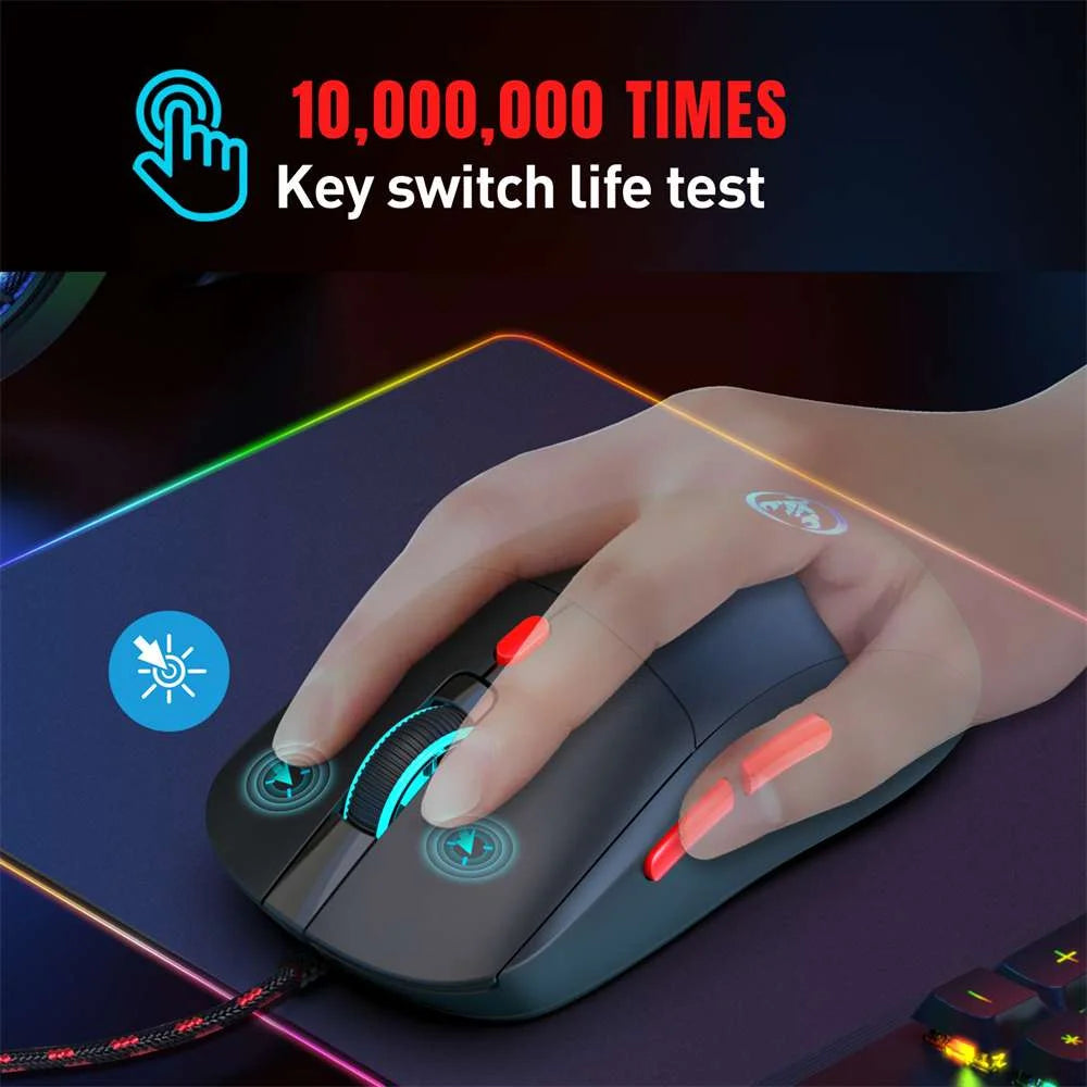 USB Wired Gaming Mouse,Usb Computer Mouse with 4 Adjustable DPI, RGB Backlit LED, Side Buttons, Ergonomic Design Mice for PC, Laptop, Windows, Mac, Vista, Linux, Gamer,Black