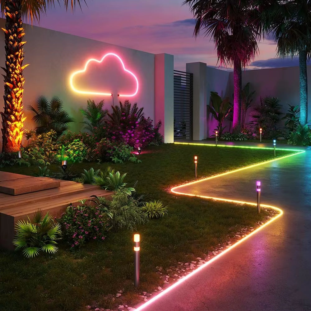 Neon LED Strip Lights 5M/16.4Ft Flexible Neon LED Lights Work with Alexa Google Assistant WIFI RGBIC LED Strip for Home