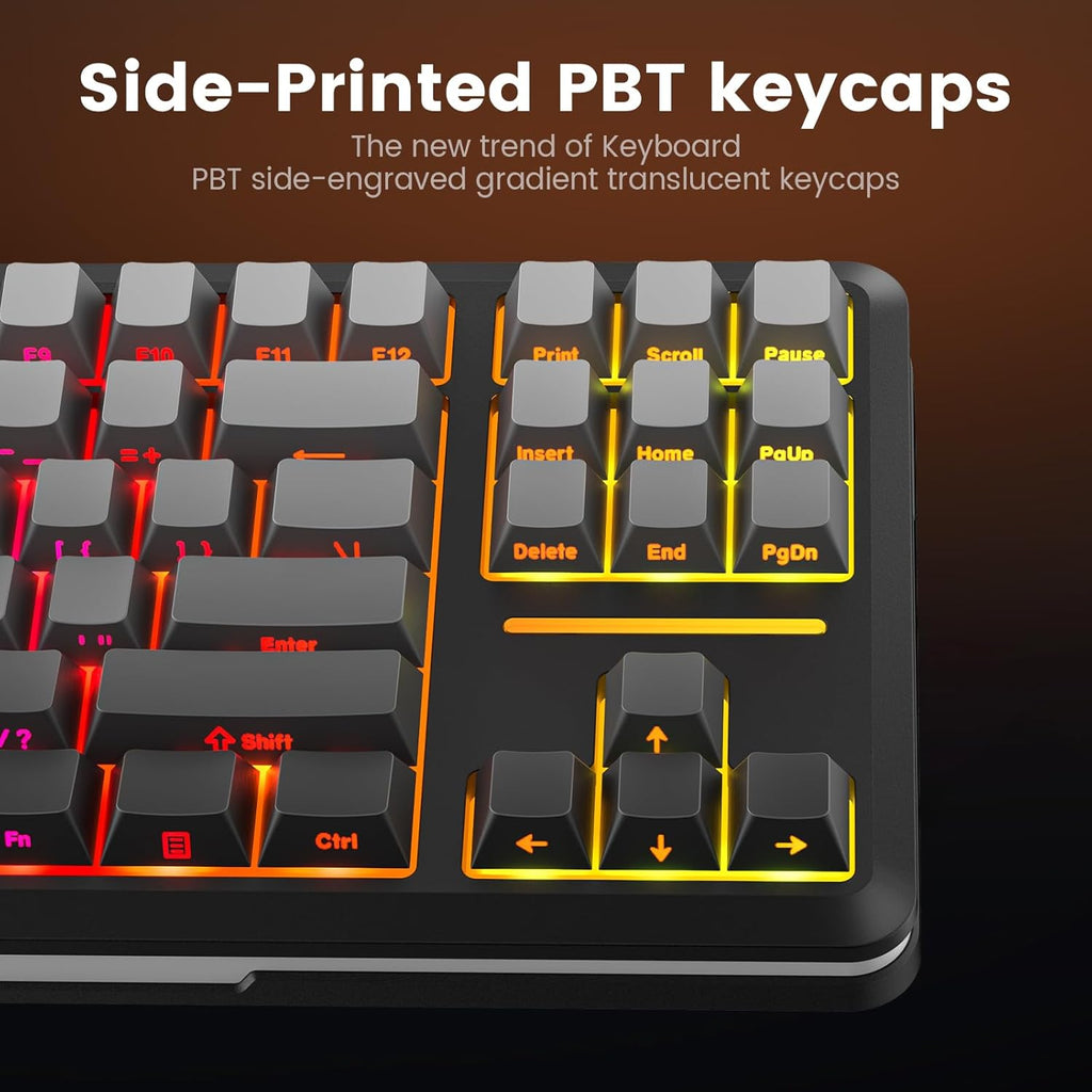 Wireless Mechanical Keyboard,3-Modes Bluetooth Gasket Hot Swappable TKL RGB Custom Keyboard,Pre-Lubed Switches,Side Printed PBT Gradient Keycaps, South-Facing Leds Socket