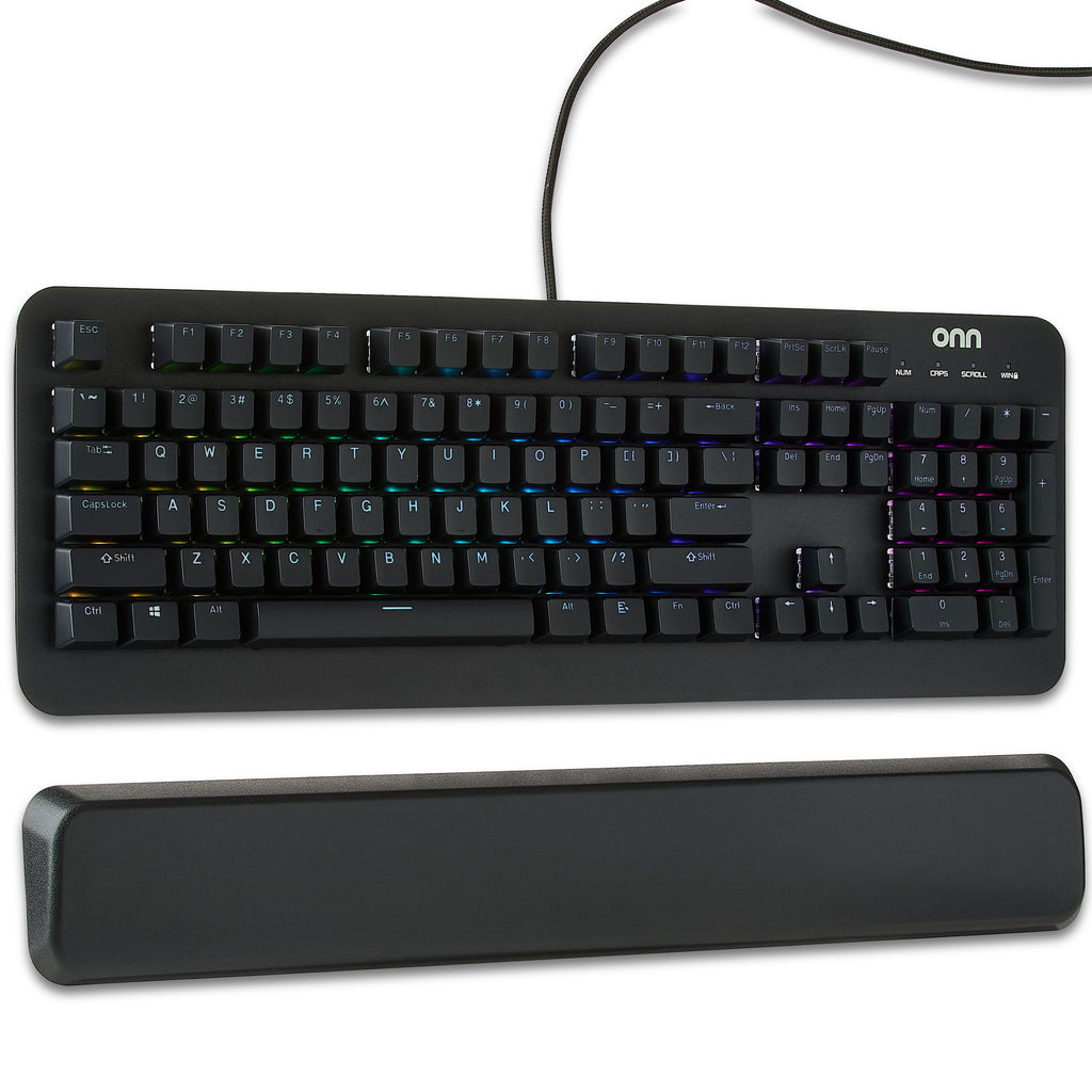 Gaming Mechanical Keyboard with Blue Switches, Adjustable 16.8M LED Lighting, 104 Keys, Black