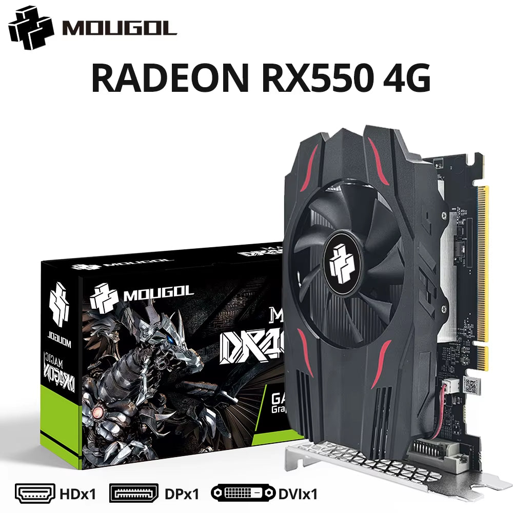 Original AMD GPU Radeon RX 550 4G Graphics Card GDDR5 14Nm DP DVI 128Bit Gaming Video GPU Card for Desktop Computer Combo