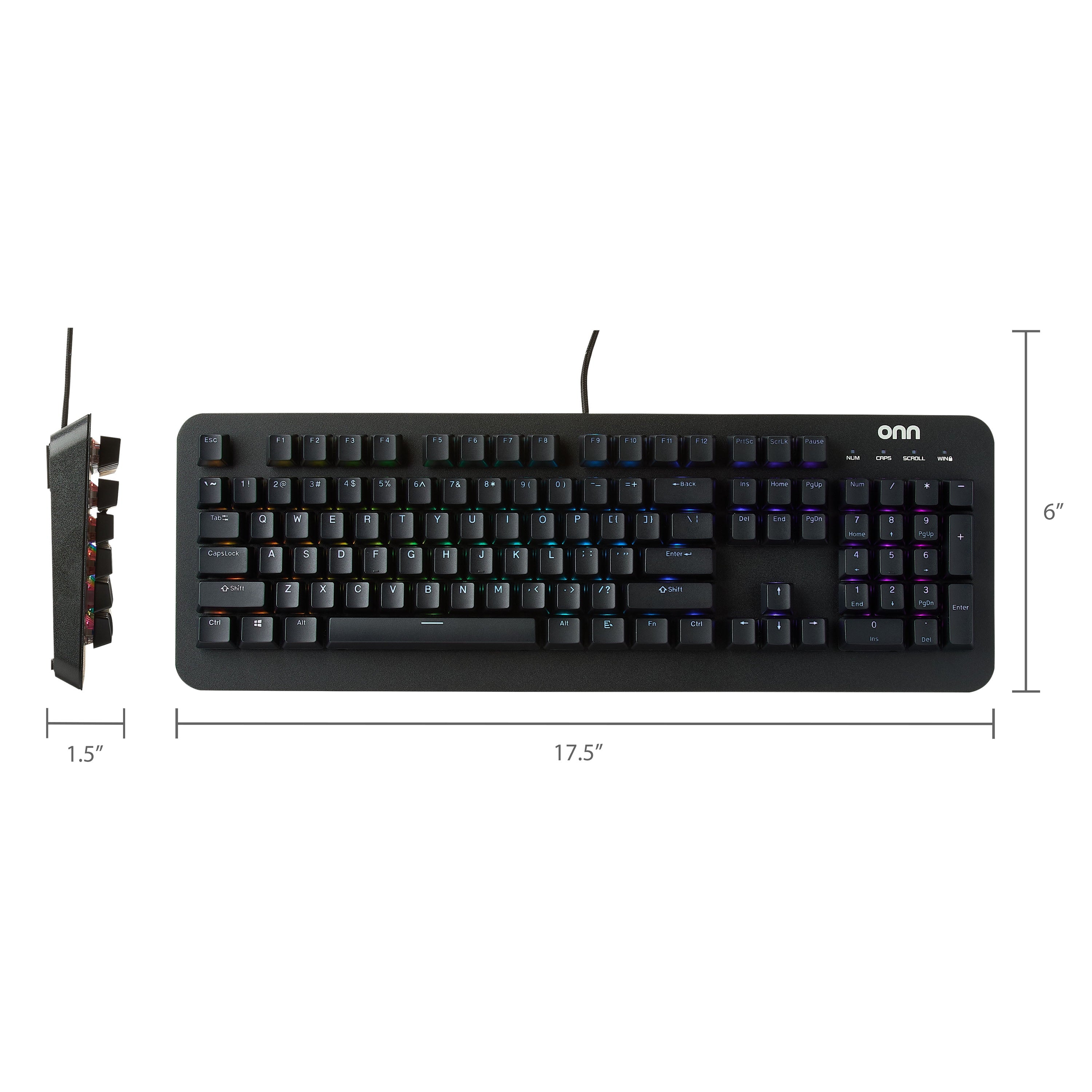 Gaming Mechanical Keyboard with Blue Switches, Adjustable 16.8M LED Lighting, 104 Keys, Black