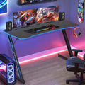 ncs 47 Inch Gaming Desk Z-Shaped Computer Home Office Desk with Headphone Hook, Blue
