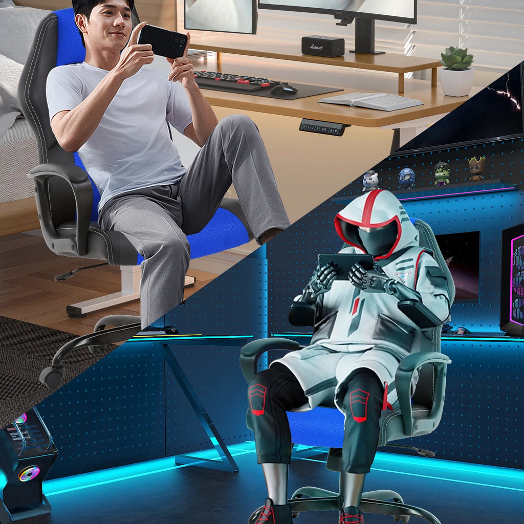 Gaming Chairs, Office Gaming Chair with Lumbar Support Computer Gaming Chair Gaming Office Chair Gaming Desk Chair Computer Chairs for Adults, Blue