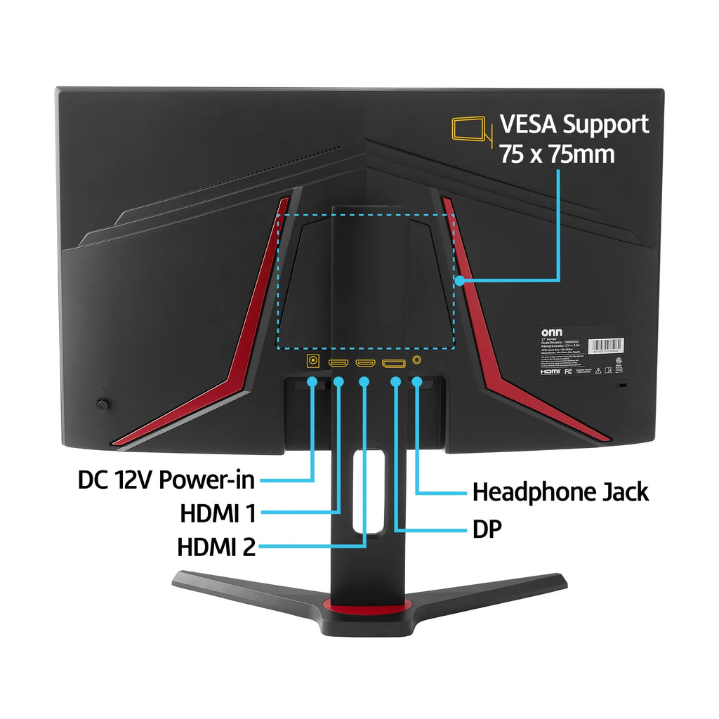 24" FHD (1920 X 1080P) 180Hz 1Ms Freesync Gaming Monitor with HDMI and DP Cables, Black