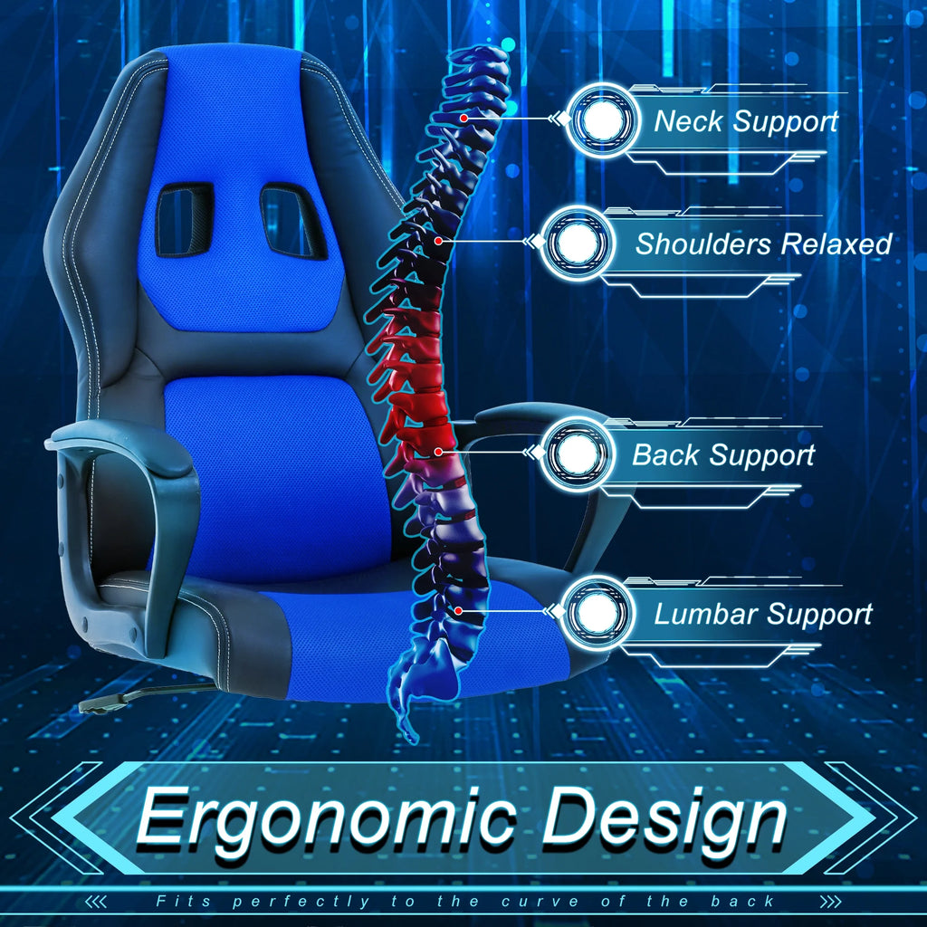 Gaming Chairs, Office Gaming Chair with Lumbar Support Computer Gaming Chair Gaming Office Chair Gaming Desk Chair Computer Chairs for Adults, Blue